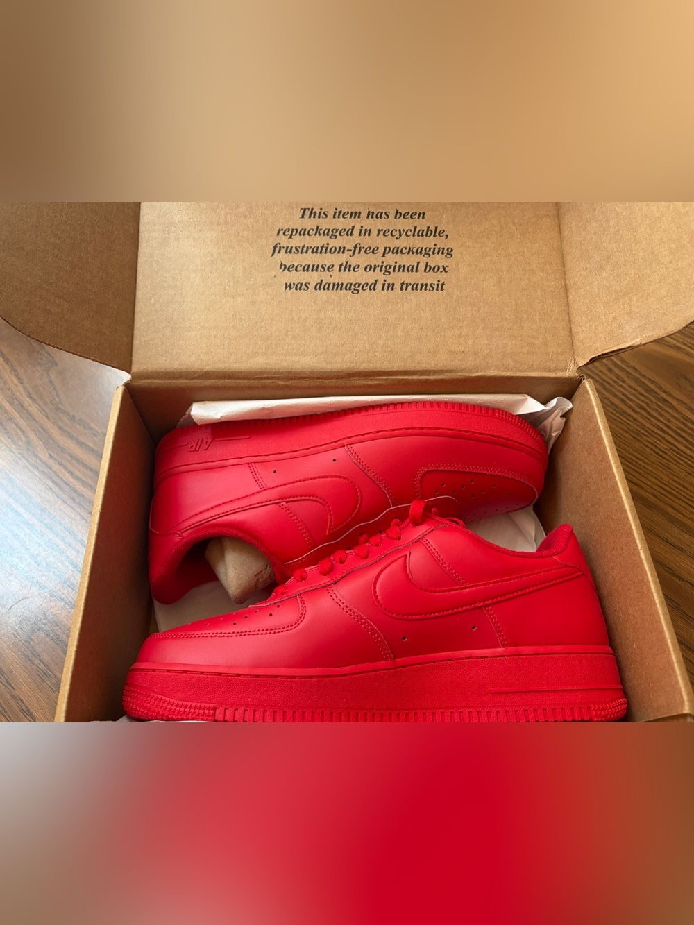 Nike Men's Air Force 1 Triple Red University Red Sneakers Size 11 New